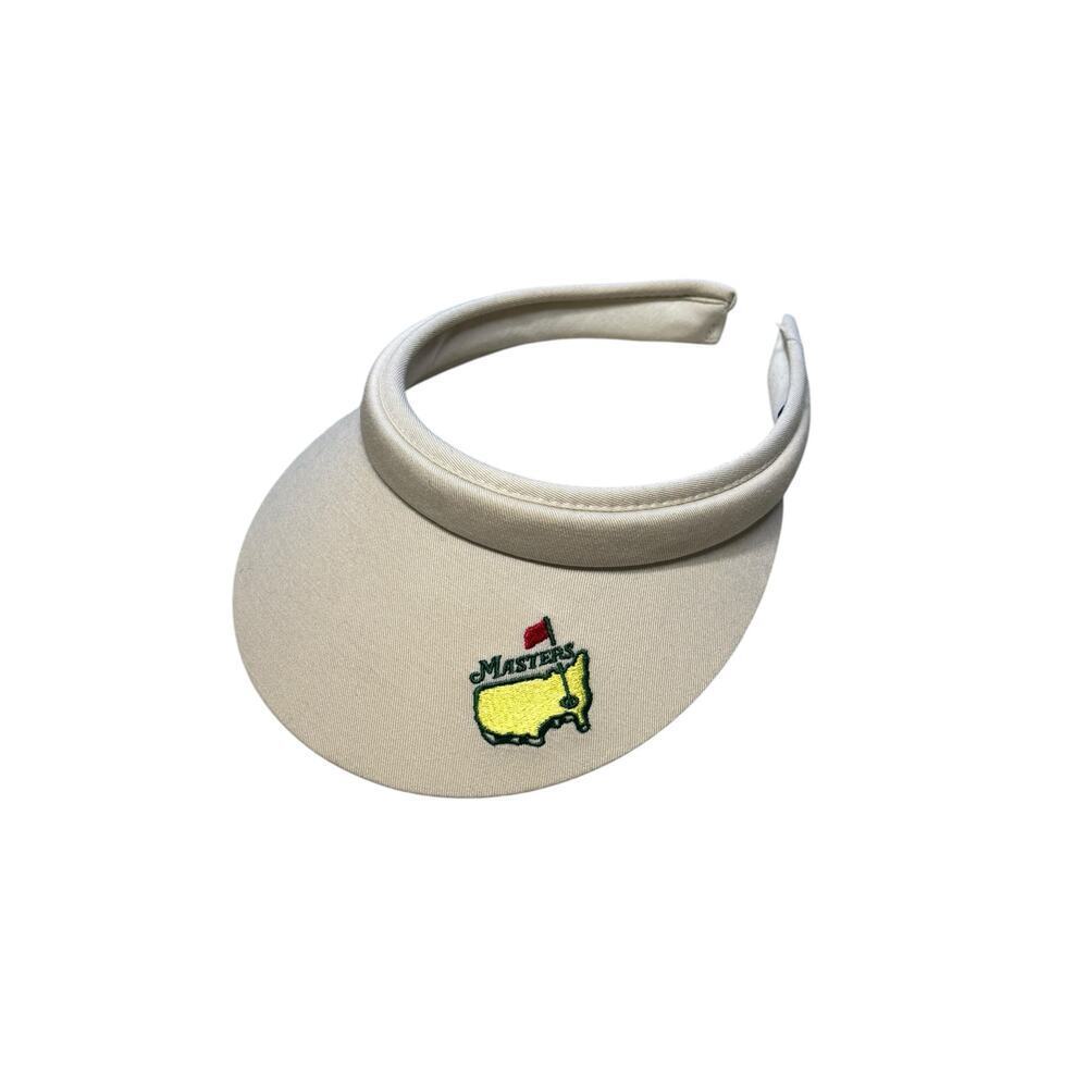 Vintage 80s MASTERS Golf Embroidered Logo Visor Hat Cream TEXACE NEW